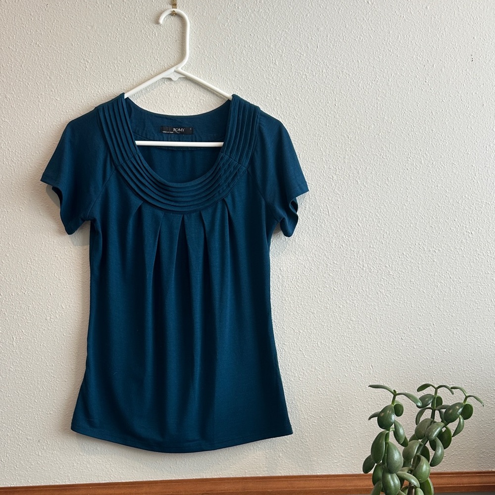Romy Teal Pleated Blouse